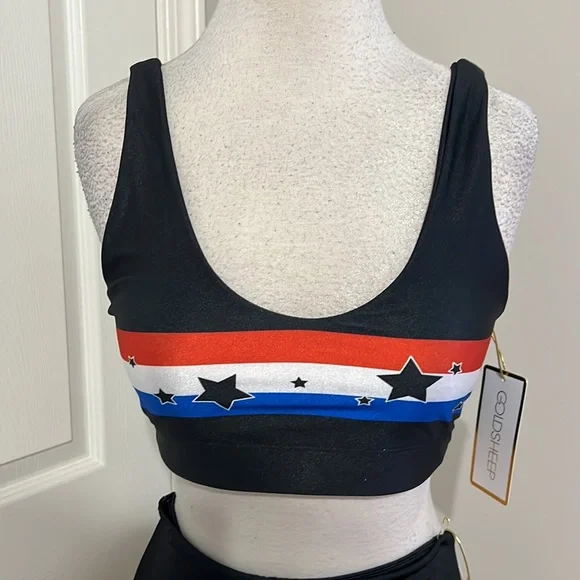 Goldsheep red, white and blue, stars & stripesblack 2 piece workout set